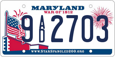 MD license plate 9AD2703