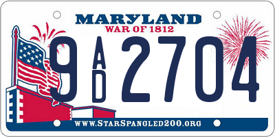 MD license plate 9AD2704