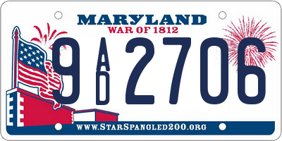 MD license plate 9AD2706