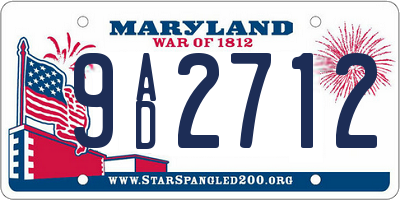 MD license plate 9AD2712