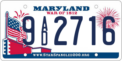 MD license plate 9AD2716