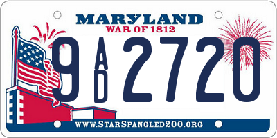 MD license plate 9AD2720