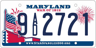 MD license plate 9AD2721