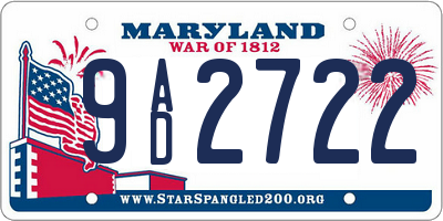MD license plate 9AD2722