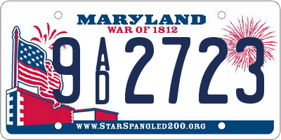 MD license plate 9AD2723