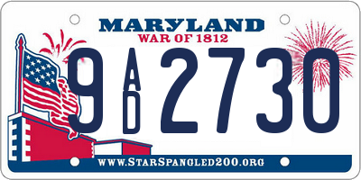 MD license plate 9AD2730