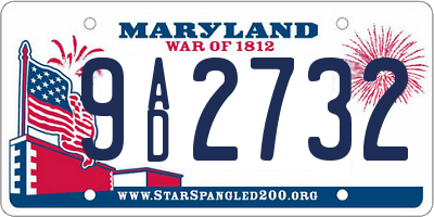 MD license plate 9AD2732