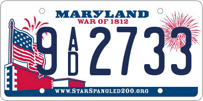 MD license plate 9AD2733