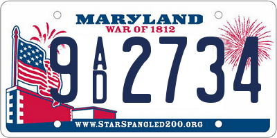 MD license plate 9AD2734
