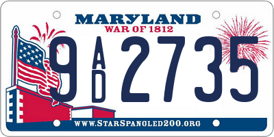 MD license plate 9AD2735