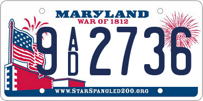MD license plate 9AD2736