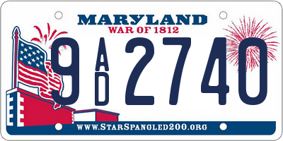 MD license plate 9AD2740