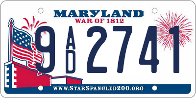 MD license plate 9AD2741