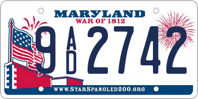 MD license plate 9AD2742