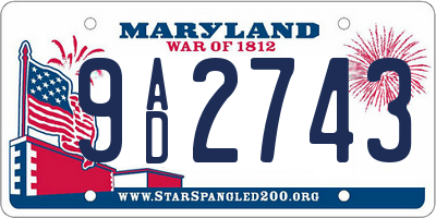 MD license plate 9AD2743