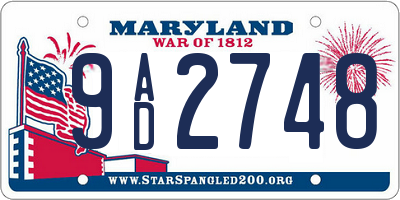 MD license plate 9AD2748