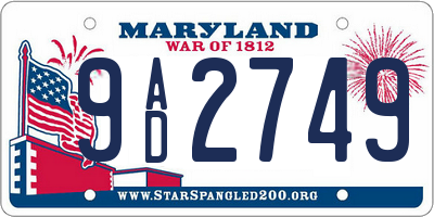 MD license plate 9AD2749