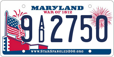 MD license plate 9AD2750