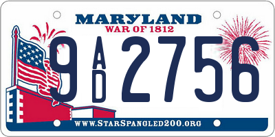 MD license plate 9AD2756