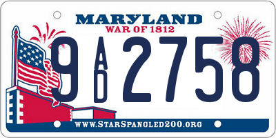 MD license plate 9AD2758