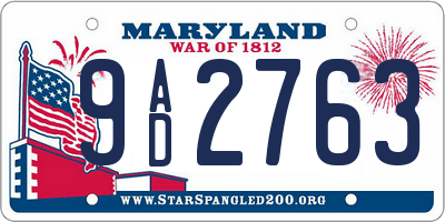 MD license plate 9AD2763