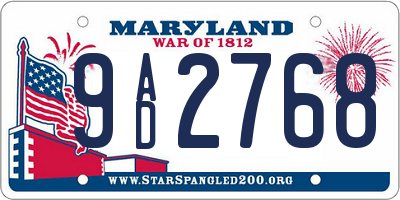 MD license plate 9AD2768