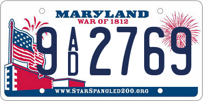 MD license plate 9AD2769