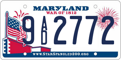 MD license plate 9AD2772
