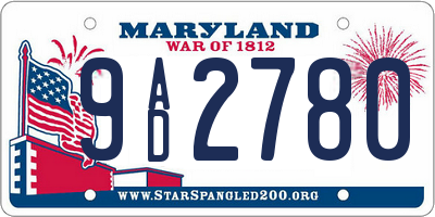 MD license plate 9AD2780
