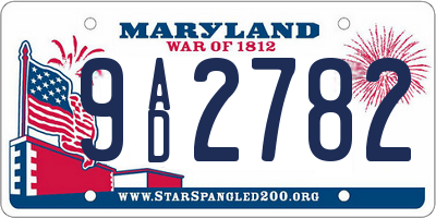 MD license plate 9AD2782