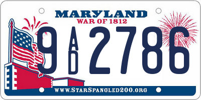 MD license plate 9AD2786