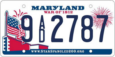 MD license plate 9AD2787