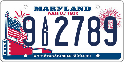 MD license plate 9AD2789