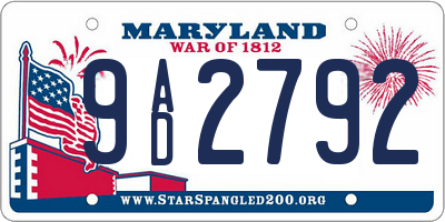 MD license plate 9AD2792