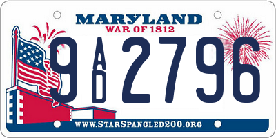 MD license plate 9AD2796