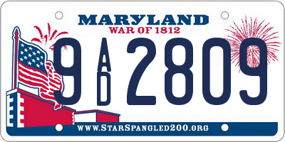 MD license plate 9AD2809