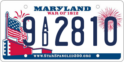MD license plate 9AD2810
