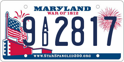 MD license plate 9AD2817