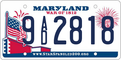 MD license plate 9AD2818