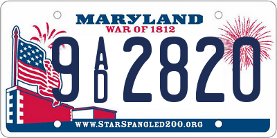 MD license plate 9AD2820