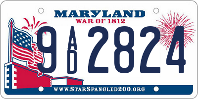 MD license plate 9AD2824