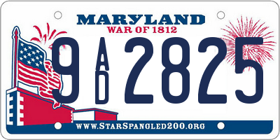 MD license plate 9AD2825