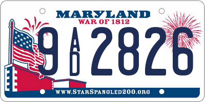 MD license plate 9AD2826