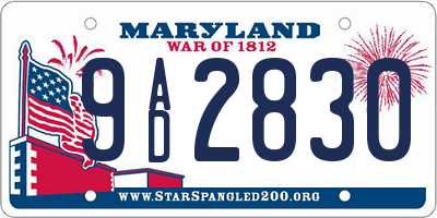 MD license plate 9AD2830