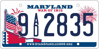 MD license plate 9AD2835