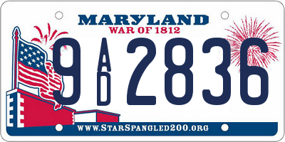 MD license plate 9AD2836