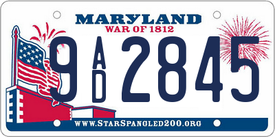 MD license plate 9AD2845