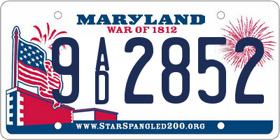 MD license plate 9AD2852