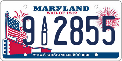 MD license plate 9AD2855