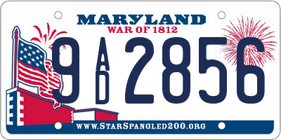 MD license plate 9AD2856